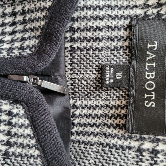 Talbots Womens Plaid Open Front Cardigan Blazer Size 10 Black & White - Picture 4 of 6